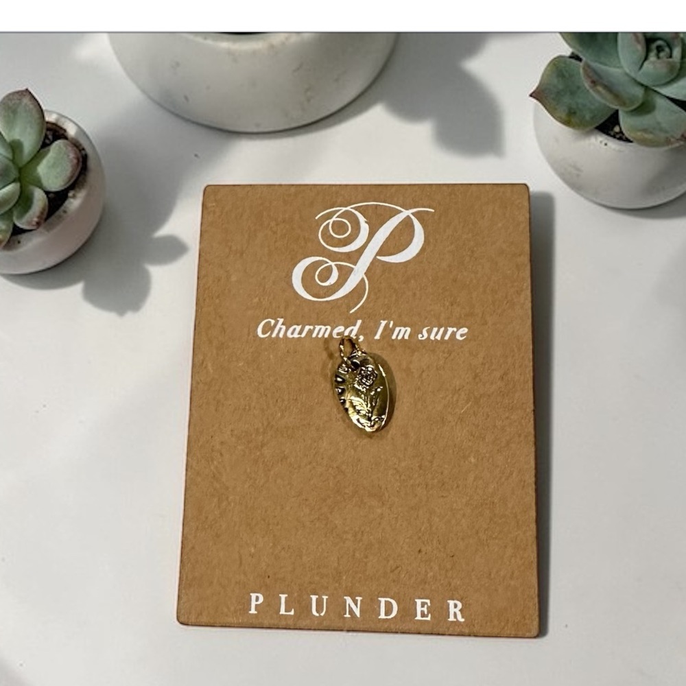 Plunder Gold Floral Charm Pendant | Small Flower Necklace or Bracelet Charm